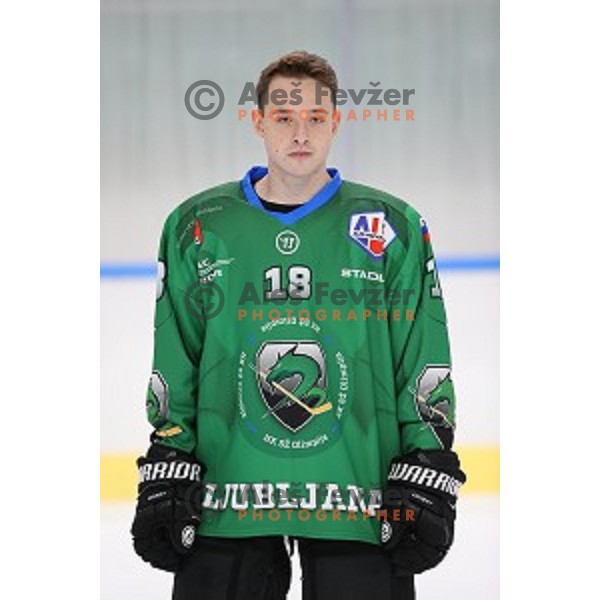 Member of HK SZ Olimpija ice-hockey team for 2020-2021 season in Hala Tivoli, Ljubljana, Slovenia on September 7, 2020