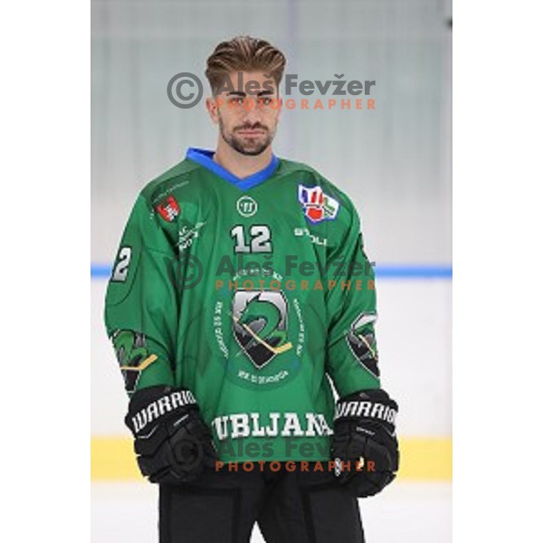 Member of HK SZ Olimpija ice-hockey team for 2020-2021 season in Hala Tivoli, Ljubljana, Slovenia on September 7, 2020