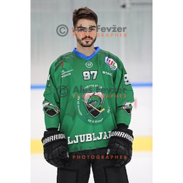 Member of HK SZ Olimpija ice-hockey team for 2020-2021 season in Hala Tivoli, Ljubljana, Slovenia on September 7, 2020