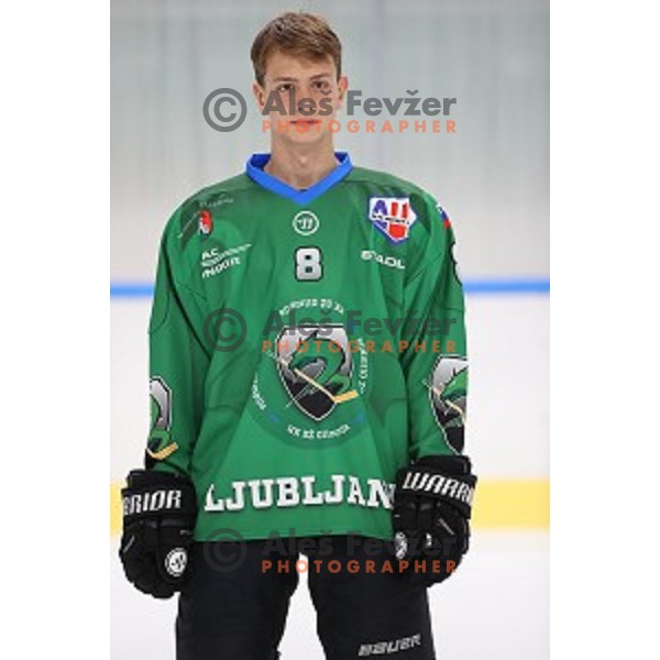 Member of HK SZ Olimpija ice-hockey team for 2020-2021 season in Hala Tivoli, Ljubljana, Slovenia on September 7, 2020