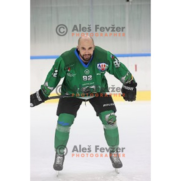 Member of HK SZ Olimpija ice-hockey team for 2020-2021 season in Hala Tivoli, Ljubljana, Slovenia on September 7, 2020