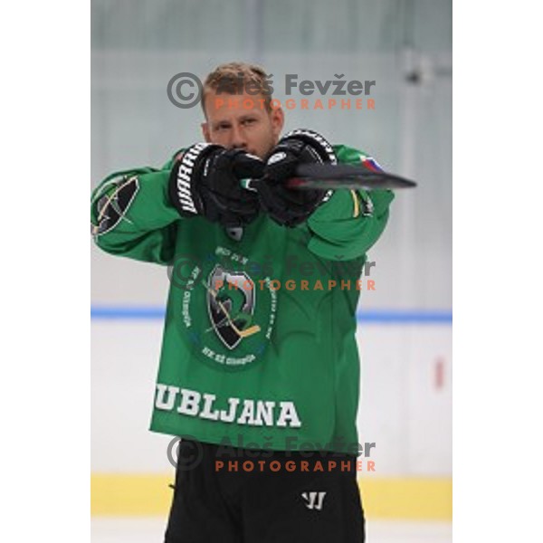 Member of HK SZ Olimpija ice-hockey team for 2020-2021 season in Hala Tivoli, Ljubljana, Slovenia on September 7, 2020