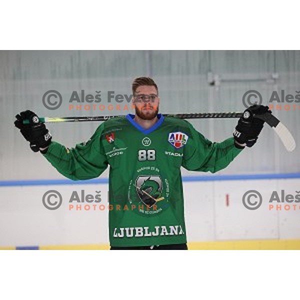 Miha Zajc,member of HK SZ Olimpija ice-hockey team for 2020-2021 season in Hala Tivoli, Ljubljana, Slovenia on September 7, 2020