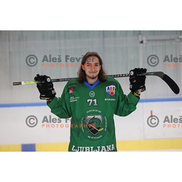 Member of HK SZ Olimpija ice-hockey team for 2020-2021 season in Hala Tivoli, Ljubljana, Slovenia on September 7, 2020