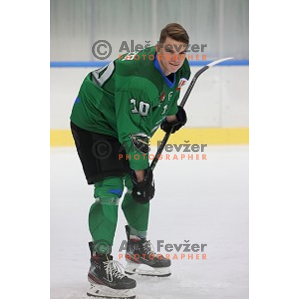Member of HK SZ Olimpija ice-hockey team for 2020-2021 season in Hala Tivoli, Ljubljana, Slovenia on September 7, 2020