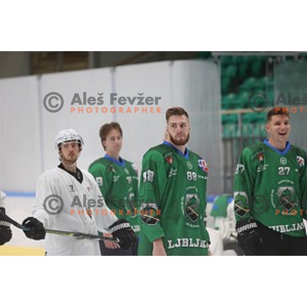 Member of HK SZ Olimpija ice-hockey team for 2020-2021 season in Hala Tivoli, Ljubljana, Slovenia on September 7, 2020