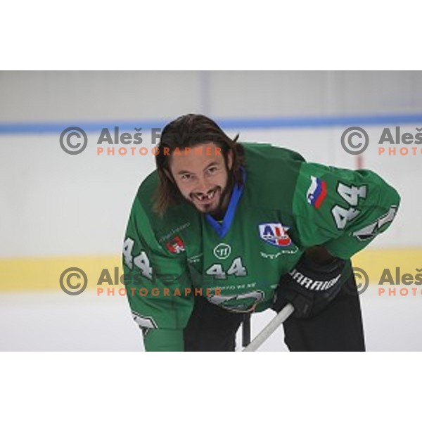 Member of HK SZ Olimpija ice-hockey team for 2020-2021 season in Hala Tivoli, Ljubljana, Slovenia on September 7, 2020