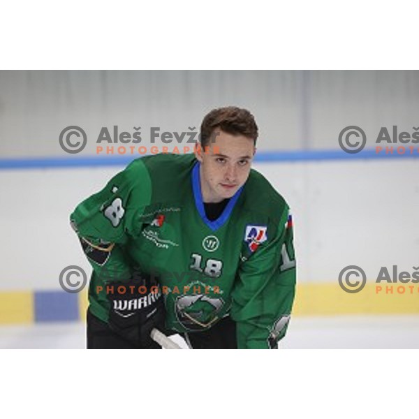 Member of HK SZ Olimpija ice-hockey team for 2020-2021 season in Hala Tivoli, Ljubljana, Slovenia on September 7, 2020