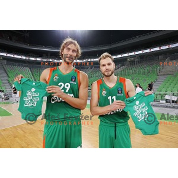 Ivan Marinkovic and Jaka Blazic during friendly basketball match between Cedevita Olimpija and Bayern in SRC Stozice, Ljubljana, Slovenia on September 9, 2020