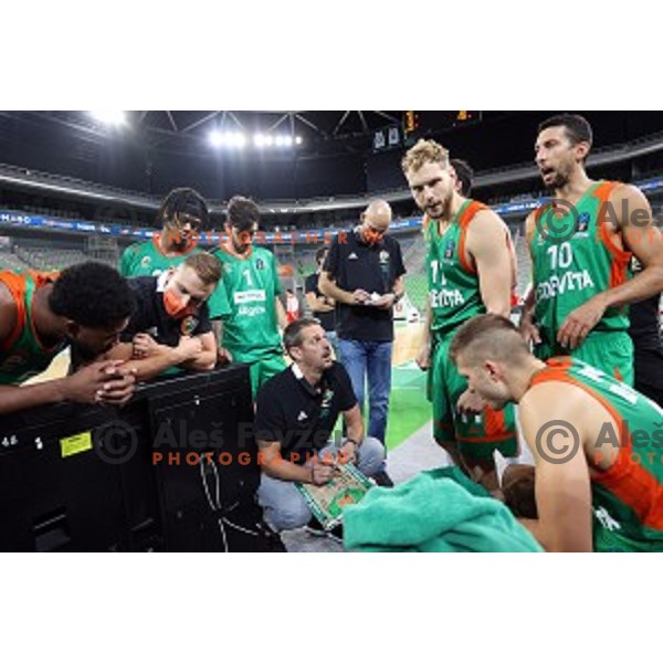 Jurica Golemac, Jaka Blazic and Roko Leni Ukic during friendly basketball match between Cedevita Olimpija and Bayern in SRC Stozice, Ljubljana, Slovenia on September 9, 2020