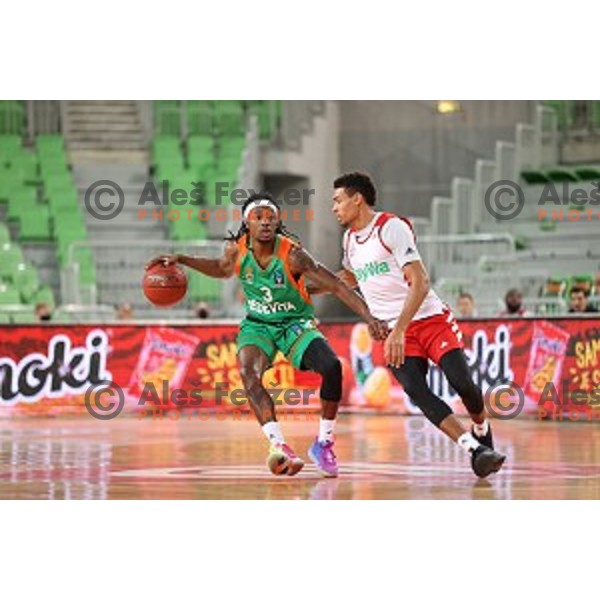 Kendrick Perry in action during friendly basketball match between Cedevita Olimpija and Bayern in SRC Stozice, Ljubljana, Slovenia on September 9, 2020