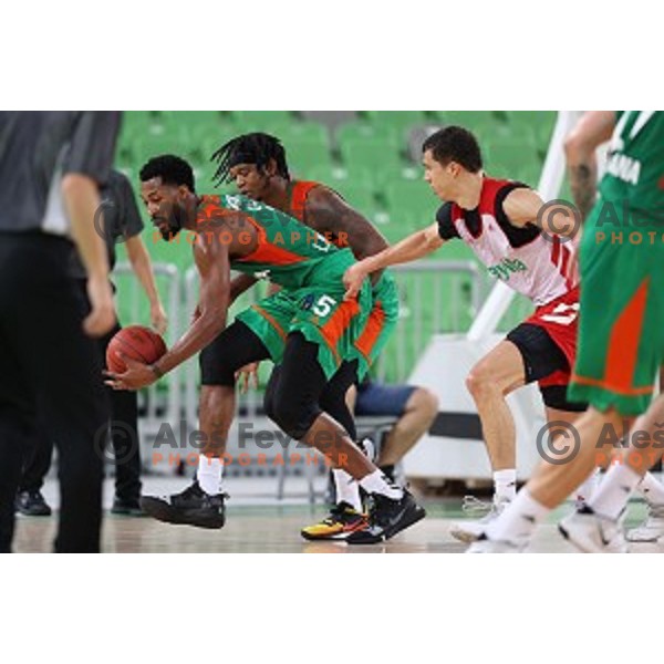In action during friendly basketball match between Cedevita Olimpija and Bayern in SRC Stozice, Ljubljana, Slovenia on September 9, 2020