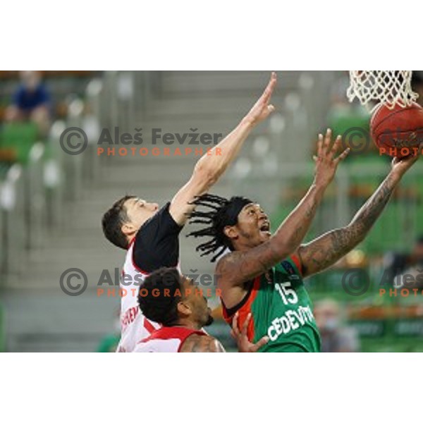 In action during friendly basketball match between Cedevita Olimpija and Bayern in SRC Stozice, Ljubljana, Slovenia on September 9, 2020