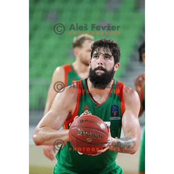 Ziga Dimec in action during friendly basketball match between Cedevita Olimpija and Bayern in SRC Stozice, Ljubljana, Slovenia on September 9, 2020