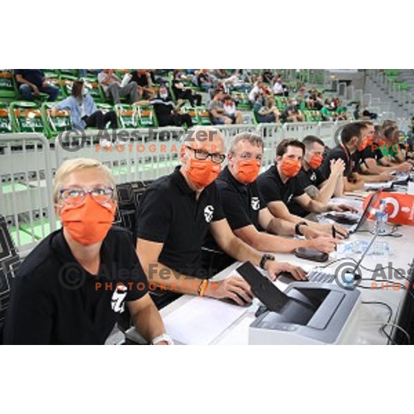 In action during friendly basketball match between Cedevita Olimpija and Bayern in SRC Stozice, Ljubljana, Slovenia on September 9, 2020
