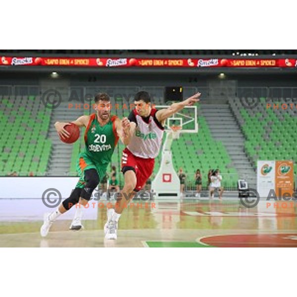Alen Hodzic in action during friendly basketball match between Cedevita Olimpija and Bayern in SRC Stozice, Ljubljana, Slovenia on September 9, 2020