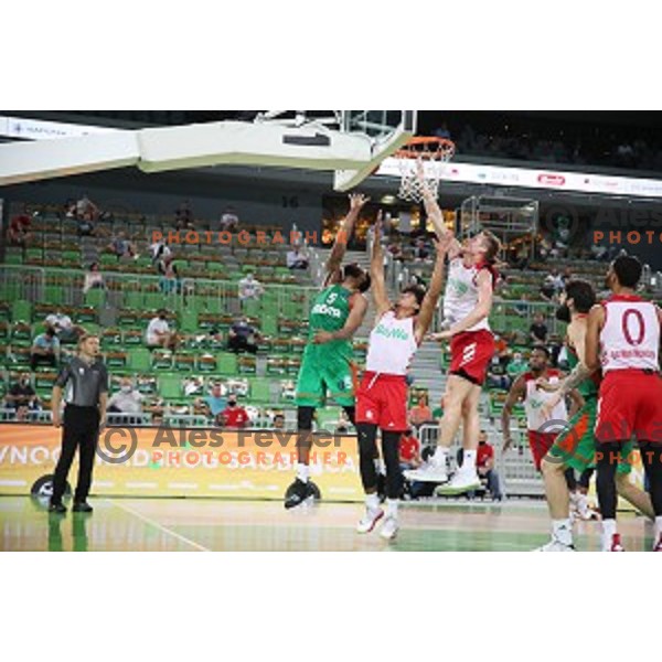 In action during friendly basketball match between Cedevita Olimpija and Bayern in SRC Stozice, Ljubljana, Slovenia on September 9, 2020