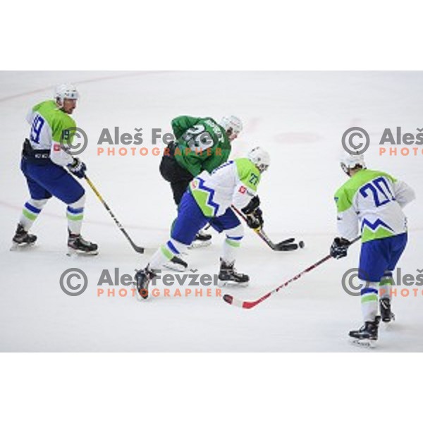 In action during ice-hockey match between SZ Olimpija and Slovenia National team in Bled Ice Hall, Slovenia on September 10, 2020