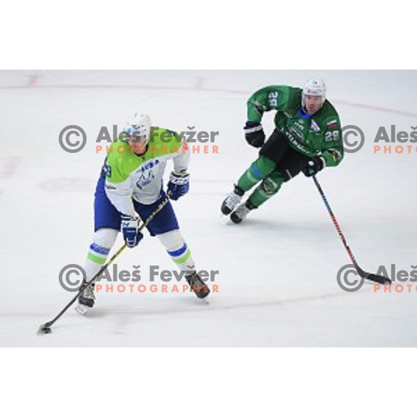 In action during ice-hockey match between SZ Olimpija and Slovenia National team in Bled Ice Hall, Slovenia on September 10, 2020