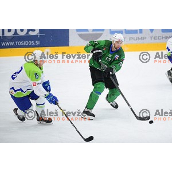 In action during ice-hockey match between SZ Olimpija and Slovenia National team in Bled Ice Hall, Slovenia on September 10, 2020