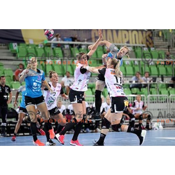 in action during EHF Women\'s Champions League handball match between Krim Mercator and Vipers Kristiansand in SRC Stozice, ljubljana, Slovenia on September 12, 2020