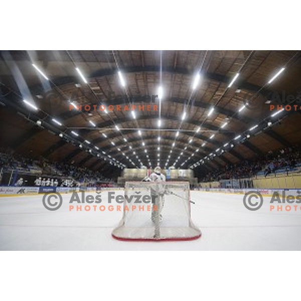 In action during ice-hockey match between SZ Olimpija and Acroni Jesenice in Bled Ice Hall, Slovenia on September 12, 2020
