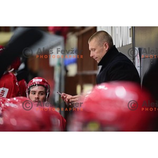 Mitja Sivic during ice-hockey match between SZ Olimpija and Acroni Jesenice in Bled Ice Hall, Slovenia on September 12, 2020