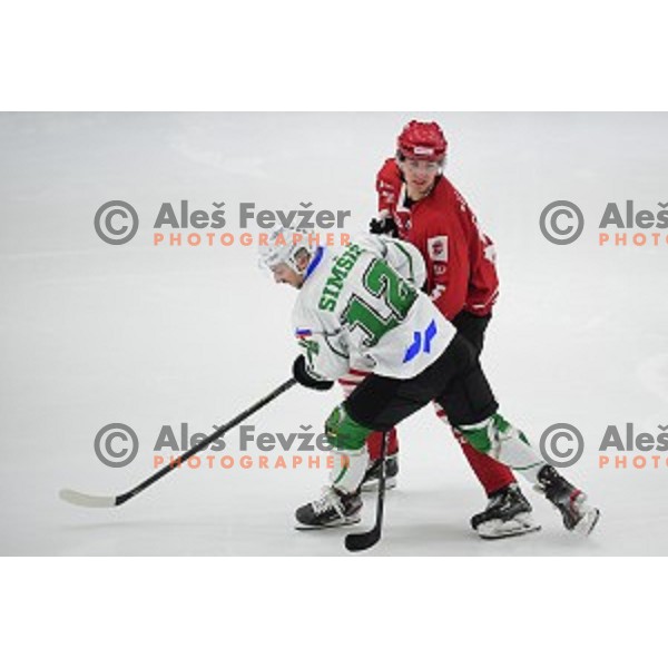 In action during ice-hockey match between SZ Olimpija and Acroni Jesenice in Bled Ice Hall, Slovenia on September 12, 2020