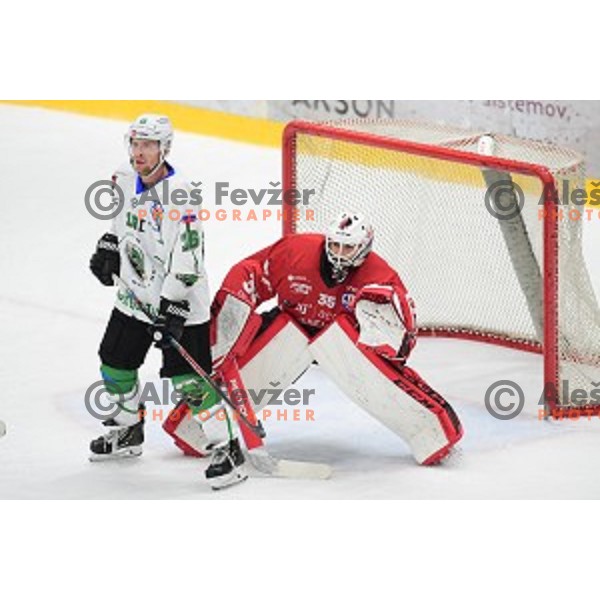 In action during ice-hockey match between SZ Olimpija and Acroni Jesenice in Bled Ice Hall, Slovenia on September 12, 2020