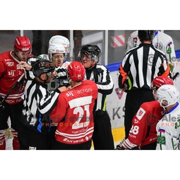 In action during ice-hockey match between SZ Olimpija and Acroni Jesenice in Bled Ice Hall, Slovenia on September 12, 2020