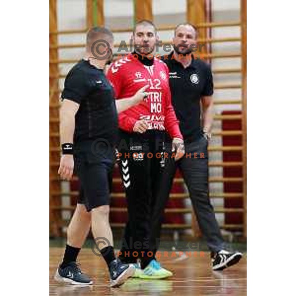 Action during handball match between Trimo Trebnje (SLO) and Club de Futbol OS (POR) in EHF European League in Trebnje, Slovenia on September 5, 2020,