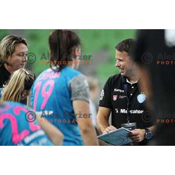 Uros Bregar in action during EHF Women\'s Champions League handball match between Krim Mercator and Vipers Kristiansand in SRC Stozice, Ljubljana, Slovenia on September 12, 2020