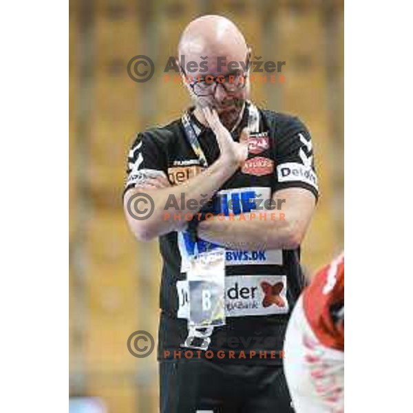 Stefan Madsen, head coach of Aalborg in action during EHF Champions League handball match between Celje Pivovarna Lasko and Aalborg in Arena Zlatorog, Celje, Slovenia on September 16, 2020