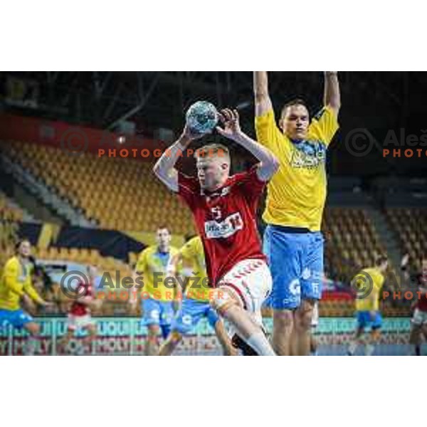 Vid Poteko in action during EHF Champions League handball match between Celje Pivovarna Lasko and Aalborg in Arena Zlatorog, Celje, Slovenia on September 16, 2020