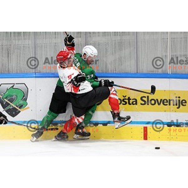 in action during semi-final of Slovenian Ice-Hockey Cup between SZ Olimpija and SIJ Acroni Jesenice in Tivoli Hall, Ljubljana, Slovenia on September 18, 2020