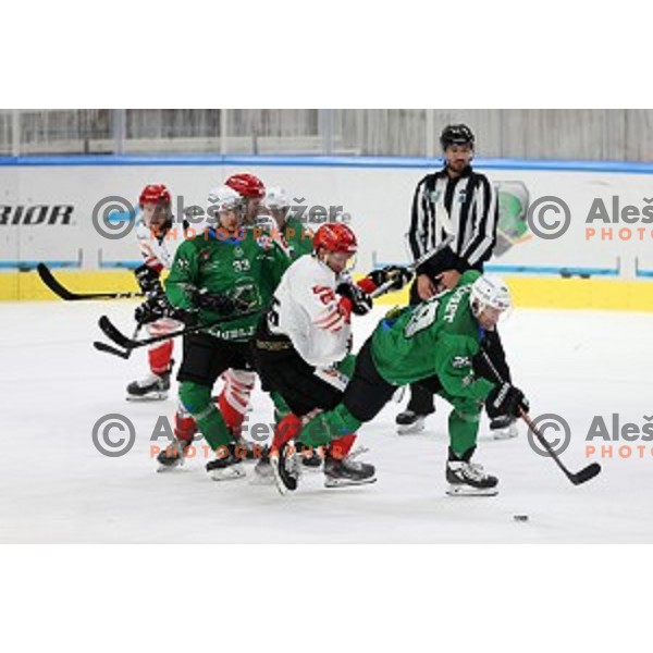 in action during semi-final of Slovenian Ice-Hockey Cup between SZ Olimpija and SIJ Acroni Jesenice in Tivoli Hall, Ljubljana, Slovenia on September 18, 2020