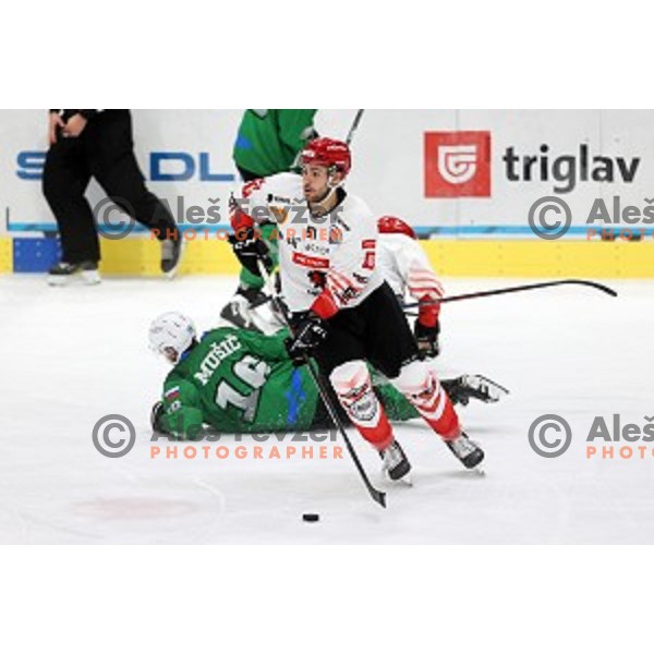 in action during semi-final of Slovenian Ice-Hockey Cup between SZ Olimpija and SIJ Acroni Jesenice in Tivoli Hall, Ljubljana, Slovenia on September 18, 2020