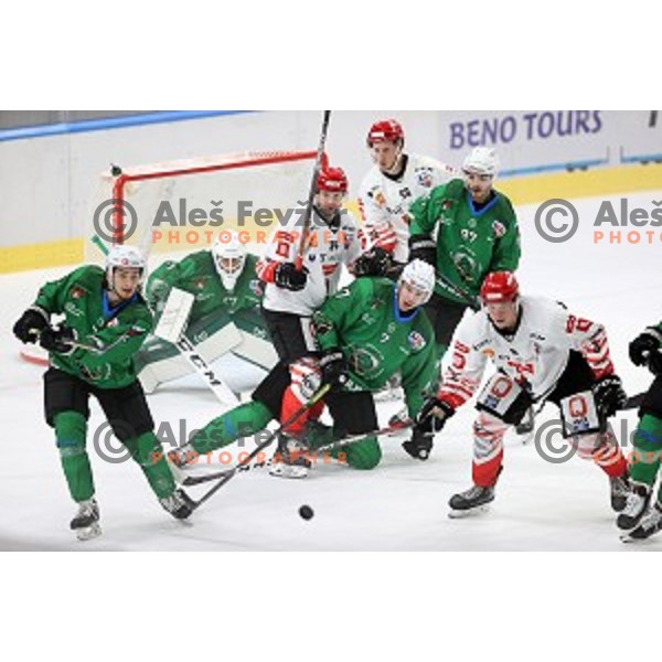 in action during semi-final of Slovenian Ice-Hockey Cup between SZ Olimpija and SIJ Acroni Jesenice in Tivoli Hall, Ljubljana, Slovenia on September 18, 2020