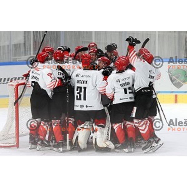 in action during semi-final of Slovenian Ice-Hockey Cup between SZ Olimpija and SIJ Acroni Jesenice in Tivoli Hall, Ljubljana, Slovenia on September 18, 2020