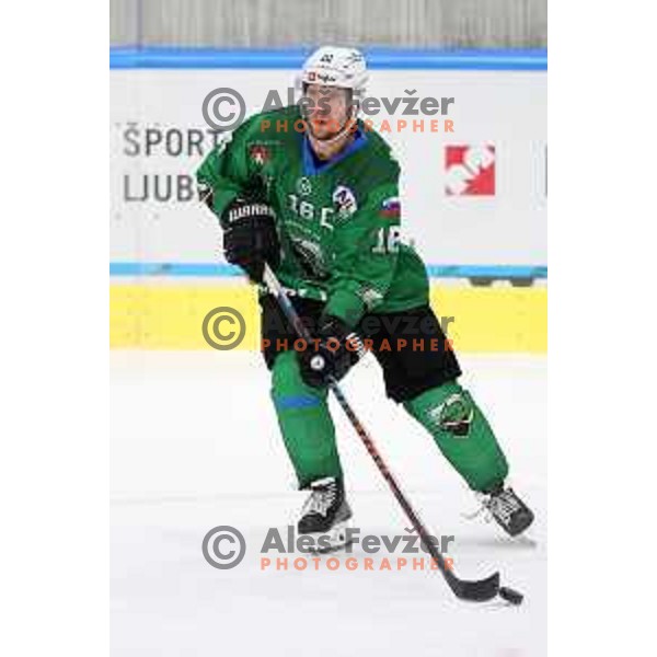 Ales Music in action during semi-final of Slovenian Ice-Hockey Cup between SZ Olimpija and SIJ Acroni Jesenice in Tivoli Hall, Ljubljana, Slovenia on September 18, 2020
