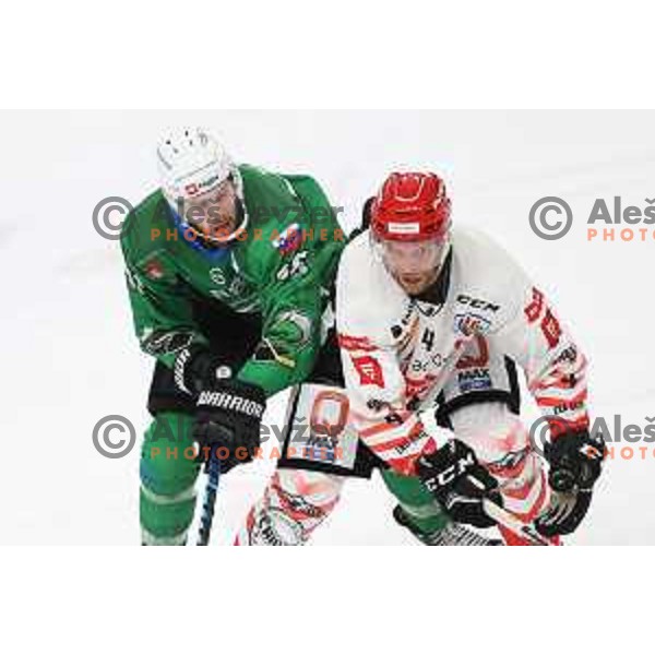 Andrej Tavzelj in action during semi-final of Slovenian Ice-Hockey Cup between SZ Olimpija and SIJ Acroni Jesenice in Tivoli Hall, Ljubljana, Slovenia on September 18, 2020