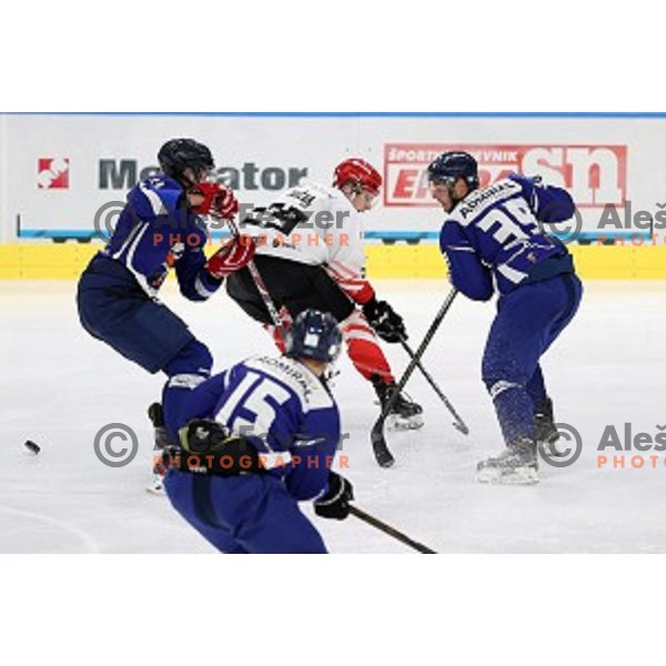 in action during Slovenian Cup Final ice-hockey match between SIJ Acroni Jesenice and MK Bled in Ljubljana, Slovenia on September 19, 2020