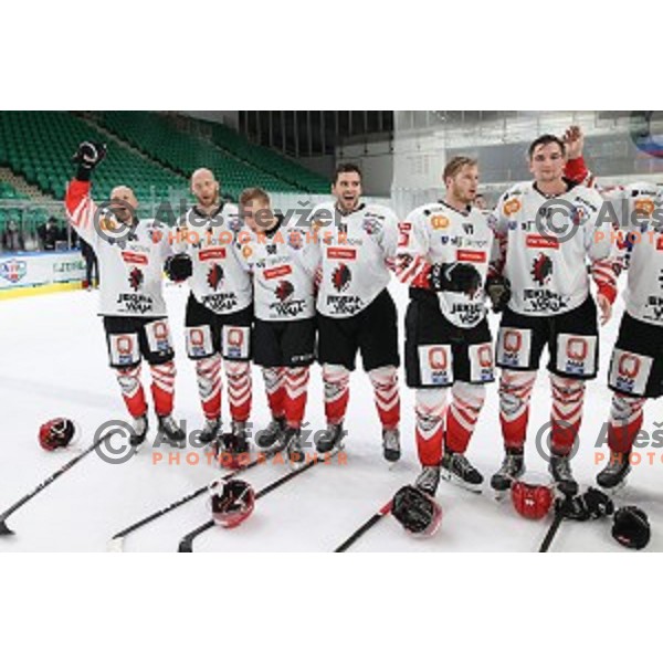 Andrej Hebar in action during Slovenian Cup Final ice-hockey match between SIJ Acroni Jesenice and MK Bled in Ljubljana, Slovenia on September 19, 2020