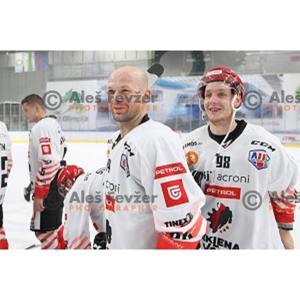 Andrej Hebar in action during Slovenian Cup Final ice-hockey match between SIJ Acroni Jesenice and MK Bled in Ljubljana, Slovenia on September 19, 2020