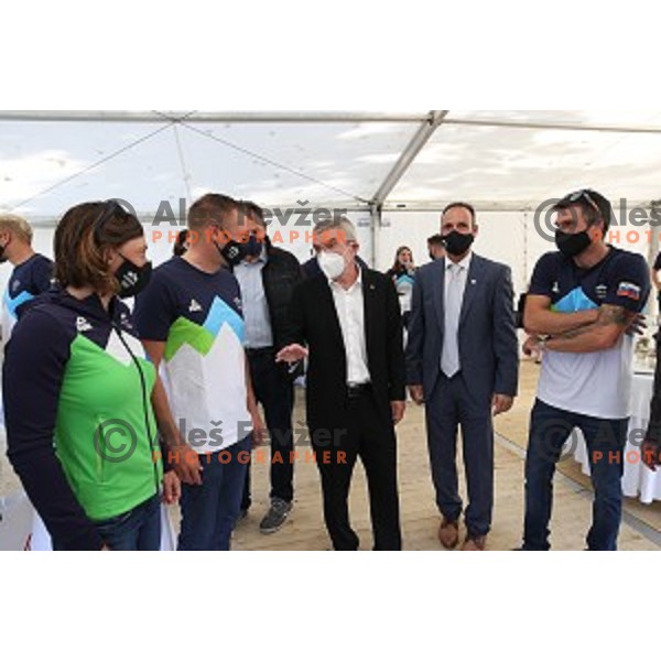 Thomas Bach with Slovenian Olympians, Ljubljana on September 21, 2020