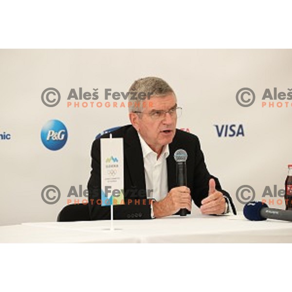Thomas Bach with Slovenian Olympians, Ljubljana on September 21, 2020