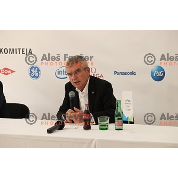 Thomas Bach with Slovenian Olympians, Ljubljana on September 21, 2020