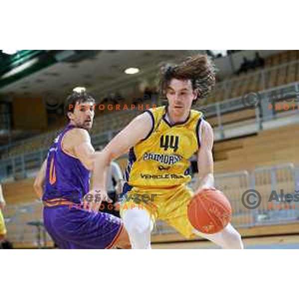 Luka Voncina in action during 1.SKL basketball match between Koper Primorska and Helios Suns in Bonifika Arena, Koper on September 27, 2020