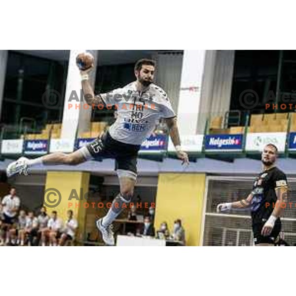 Dino Hamidovic in action during handball match between Trimo Trebnje (SLO) and Balatonfured (HUN) in EHF European League in Novo Mesto, Slovenia on September 29, 2020