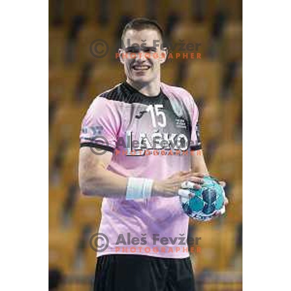 Vid Poteko in action during EHF Champions League handball match between Celje Pivovarna Lasko and Kiel in Arena Zlatorog, Celje, Slovenia on October 1, 2020